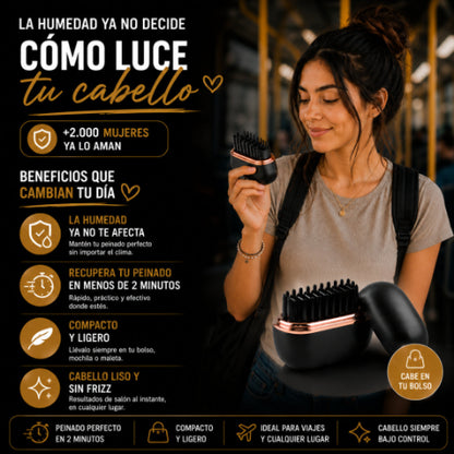 Mini Cepillo Alisador Portátil - USB Recargable.