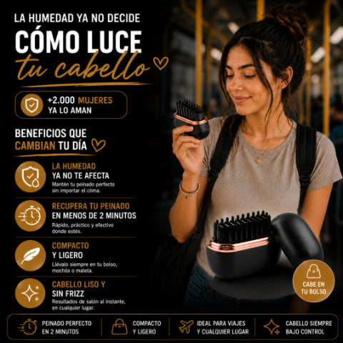 Mini Cepillo Alisador Portátil - USB Recargable.