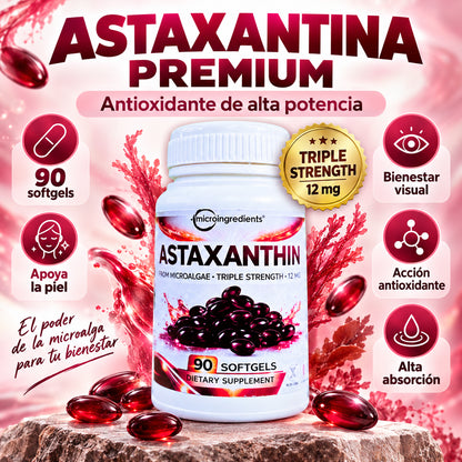 Astaxantina Triple Strength 12 mg – Belleza, Visión y Protección Antioxidante