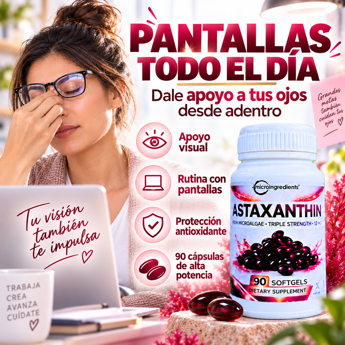 Astaxantina Triple Strength 12 mg – Belleza, Visión y Protección Antioxidante