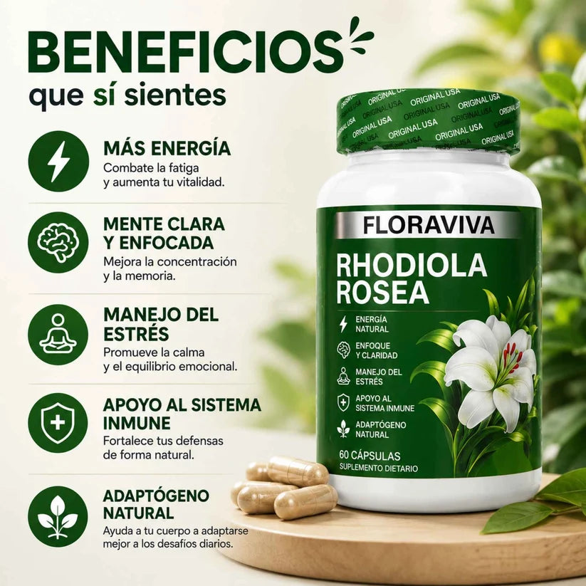 Floraviva Rhodiola Rosea | Energía, Enfoque y Apoyo frente al Estrés Diario