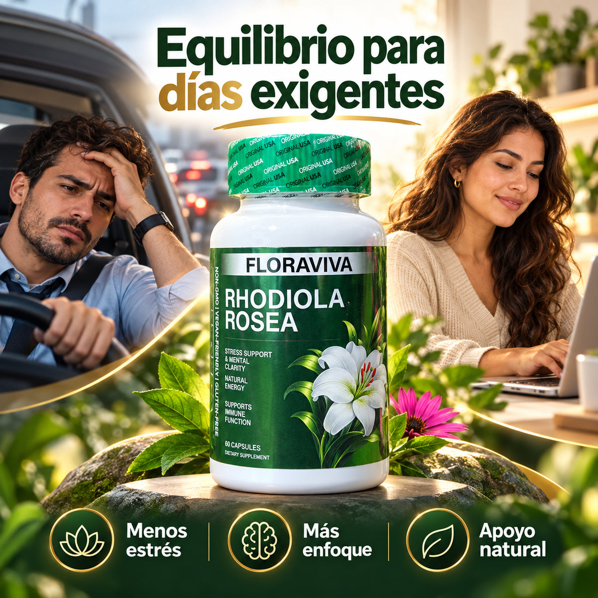 Floraviva Rhodiola Rosea | Energía, Enfoque y Apoyo frente al Estrés Diario