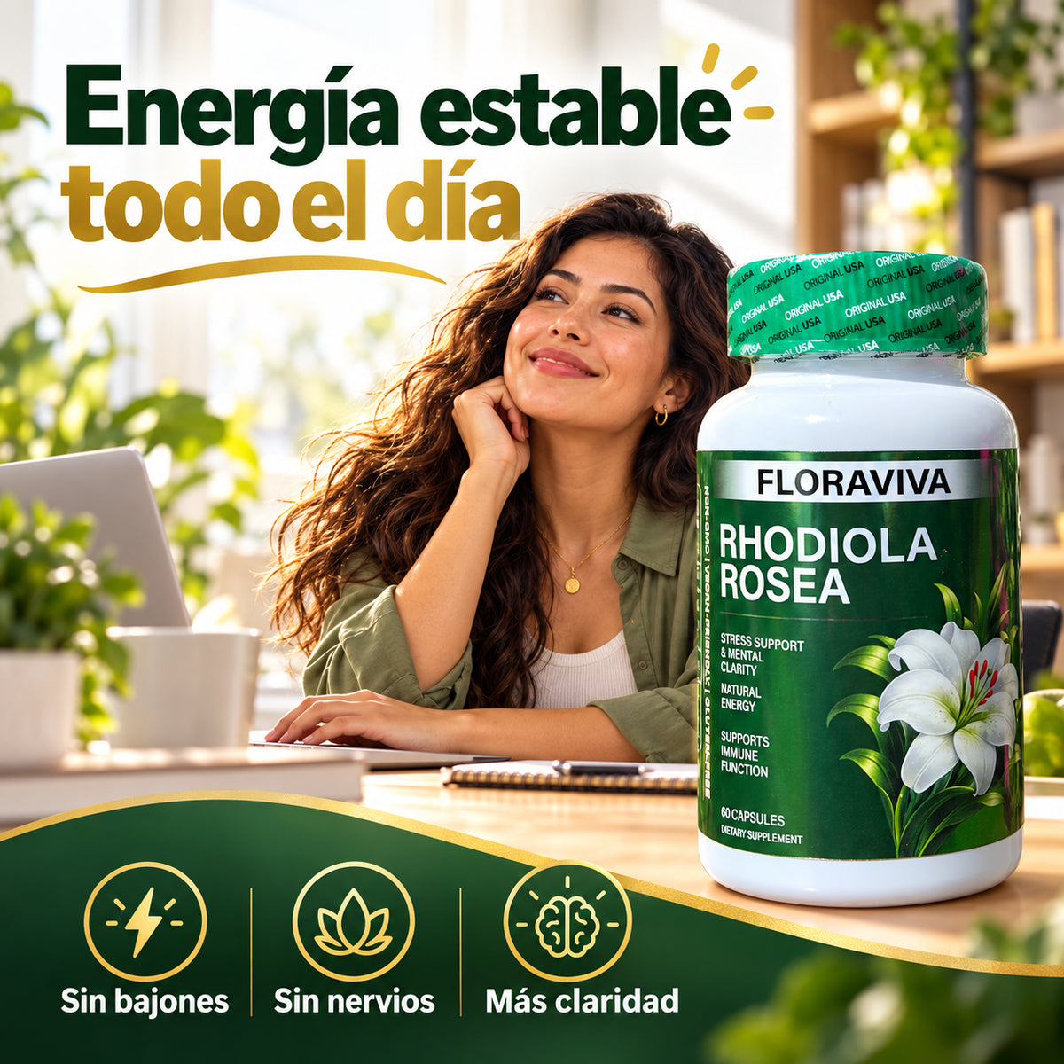 Floraviva Rhodiola Rosea | Energía, Enfoque y Apoyo frente al Estrés Diario